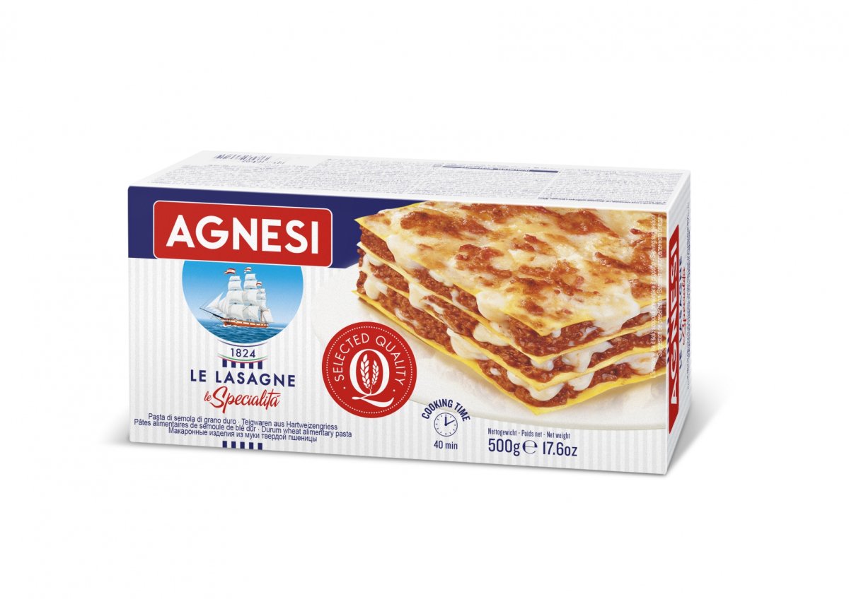 Makaron Lasagne (500g) - Pyszne Lasagne Agnesi - 500g makaronu z pszenicy durum. Pyszne i sycące danie z makaronu.