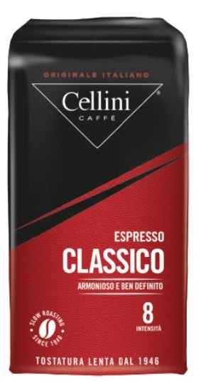 Kawa Cellini 70% arabika, 30% robusta Mielona 250g - połączenie arabiki i robusty. Zrównoważona kwaskowość, bogaty smak.