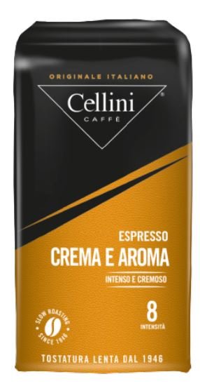 Kawa Mielona Crema e Aroma (250g) - średnie palenie, bogaty smak, trwała crema. Idealna do cappuccino, latte, espresso i kawy czarnej.
