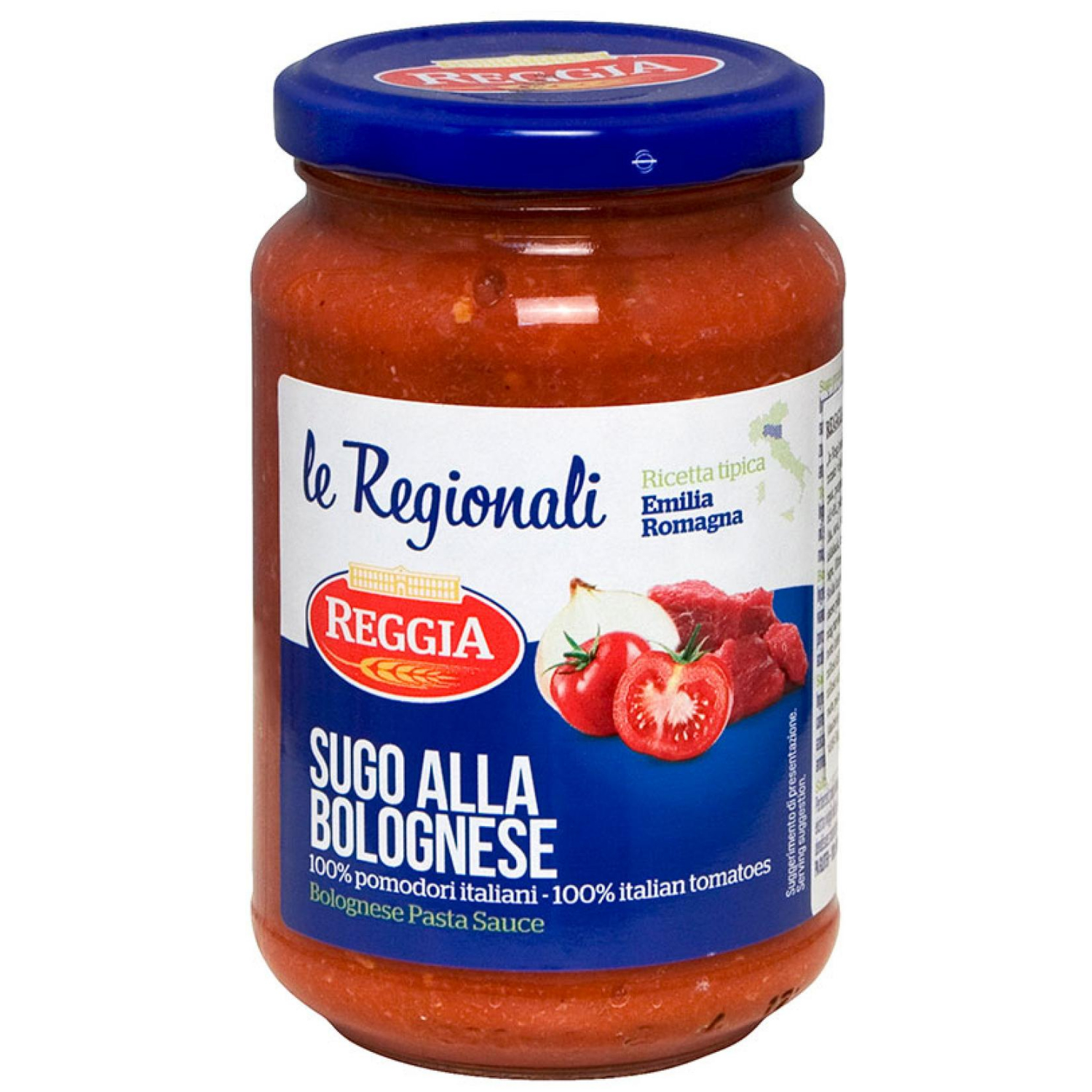 Sos boloński Reggia (350g) - pomidory, wołowina, wieprzowina, tradycyjny smak. Idealny do spaghetti, tagliatelle, penne. Bez konserwantów.