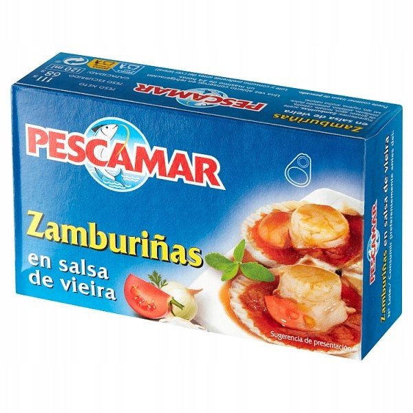 Pescamar Przegrzebki w sosie królewskim (111/68g) - duże kawałki, aromatyczny sos, idealne na przekąskę, przystawkę lub danie główne.