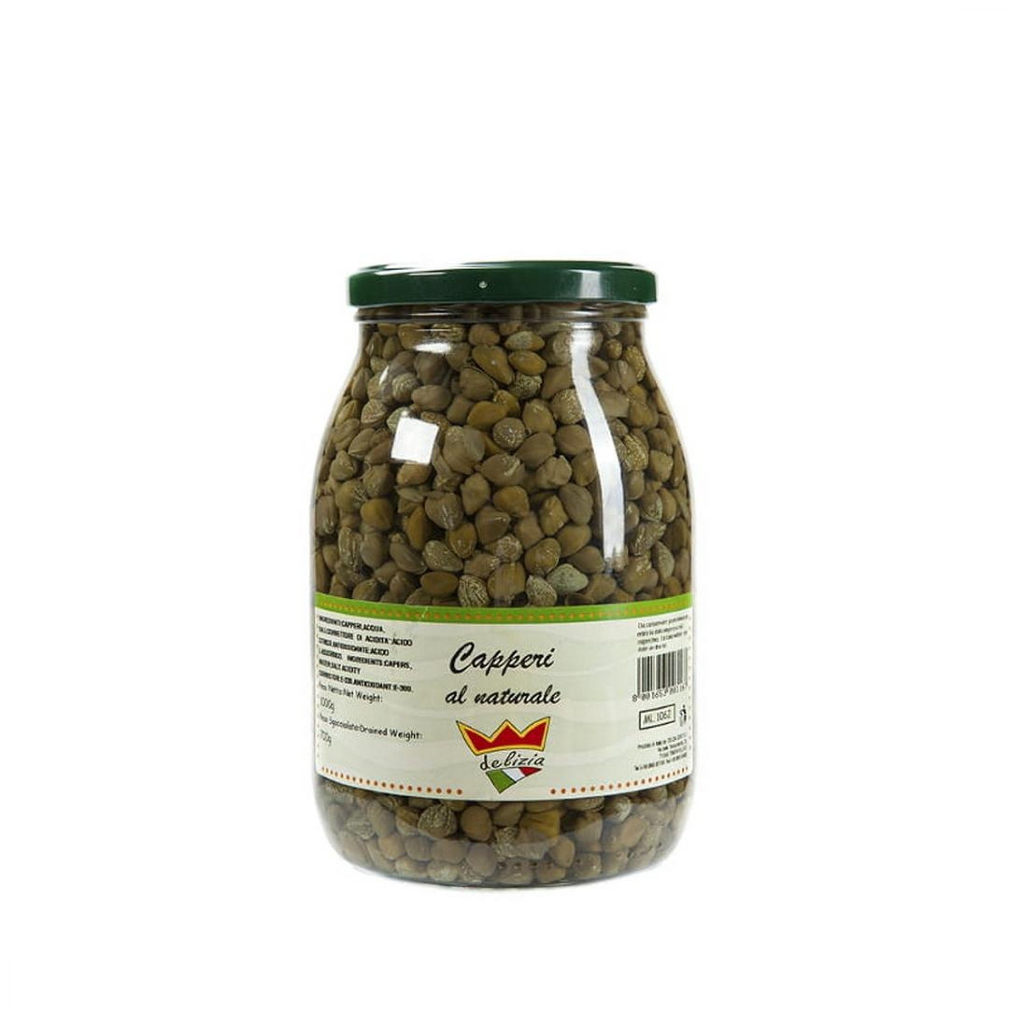 Kapary w Zalewie (1062ML) - małe, zielone kapary w aromatycznej zalewie. Idealne do sosów, sałatek, pizzy, makaronów i dań rybnych.