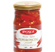 Pikantne Papryki w Oleju (280g) IPOSEA - pikantne papryczki chili marynowane w oleju z ziołami. Idealne jako przekąska lub dodatek do dań!