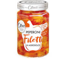 Citres Peperoni Filetti Agrodolce 290g - słodko-kwaśna, idealna jako przekąska, do sałatek, sosów i pizzy.