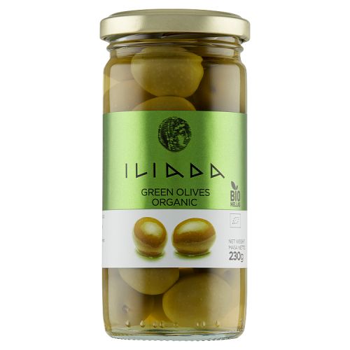 ORGANC Oliwki Zielone z Pestkami (230g/150g) ILIADA - autentyczny smak Greckiej tradycji. Delikatnie marynowane, bez dodatków!