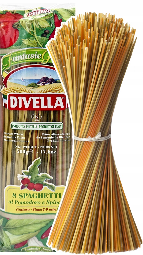 Makaron Spaghetti z Pomid/Szpinak 500g - wyjątkowa propozycja dla miłośników pysznych i aromatycznych dań.