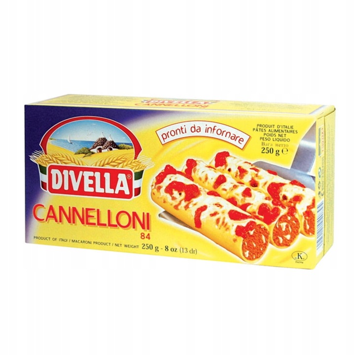 Makaron Cannelloni 250g - idealny wybór do tradycyjnych włoskich potraw. Grube rurki makaronu są idealne do nadziewania różnymi farszami.
