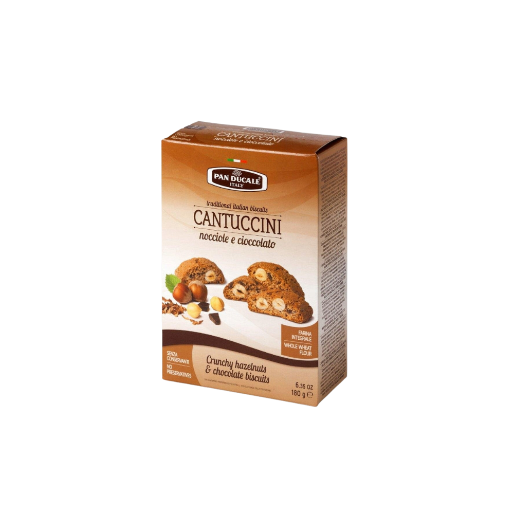 Ciasteczka Cantuccini z czekoladą i orzechami 180g - włoskie specjały o charakterystycznym kształcie i bogatym smaku.