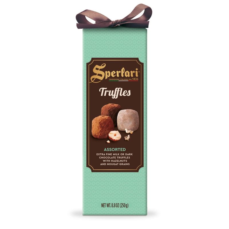 Trufle Czekoladowe Sperlari 250g - eleganckie pudełko upominkowe zawiera wybór najwyższej jakości trufli z mlecznej, ciemnej i białej czekolady